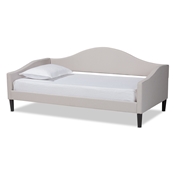 Baxton Studio Milligan Modern and Contemporary Beige Fabric Upholstered and Dark Brown Finished Wood Full Size Daybed